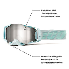 100% ARMEGA motocross goggles with HiPER mirror lens reducing glare