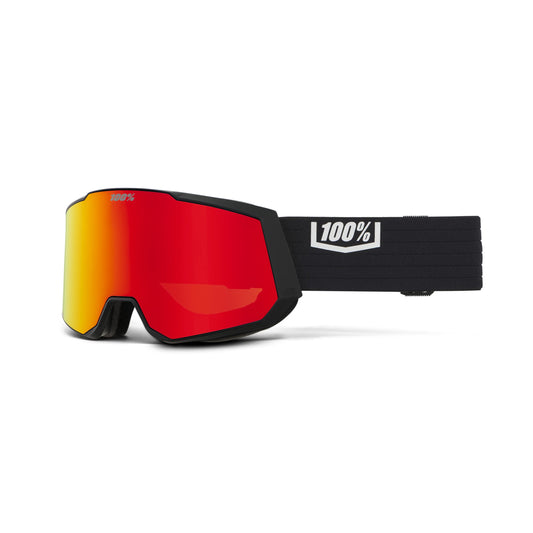 100% Snowcraft XL HiPER goggles with mirror red lens for enhanced contrast in bright alpine light.