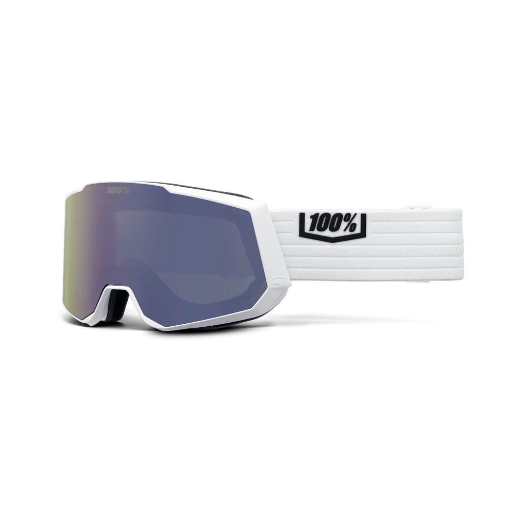 100% Snowcraft XL HiPER goggles with white mirror lens enhance contrast on sunny slopes.