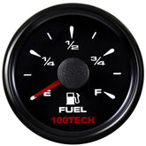 100TECH fuel gauge front face showing smooth needle sweep for boats and vehicles