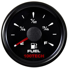 100TECH Boat Fuel Gauge front view with stainless bezel for rugged marine use