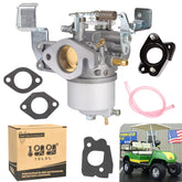 10L0L carburetor top view for Yamaha golf carts showing compact aluminum design and fit