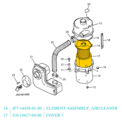 10L0L complete maintenance image with all parts for Yamaha G1/G14