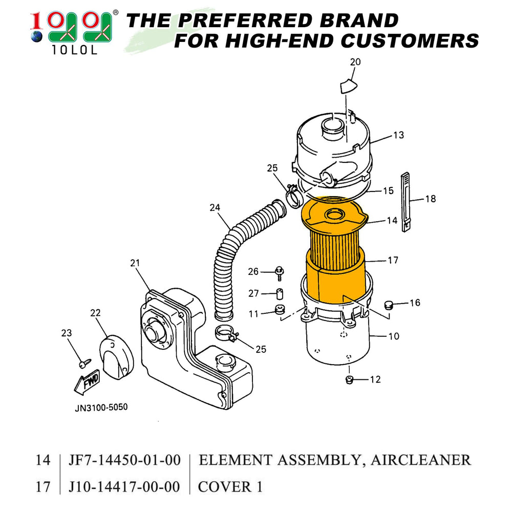 10L0L pre-filter for Yamaha G1/G14 traps larger particles before main filter