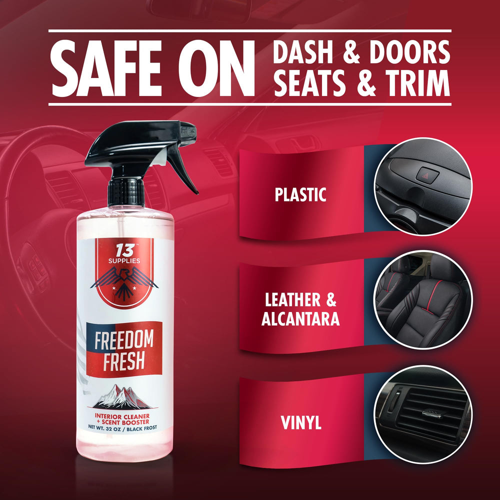 13 Supplies dashboard cleaner detail for a spotless, streak-free finish on plastic and vinyl surfaces