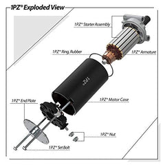 1PZ starter motor compatible with KT715 to KT745 models for reliable performance.