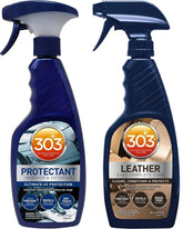 303 Products automotive protectant bottle highlighting UV protection for interior plastics