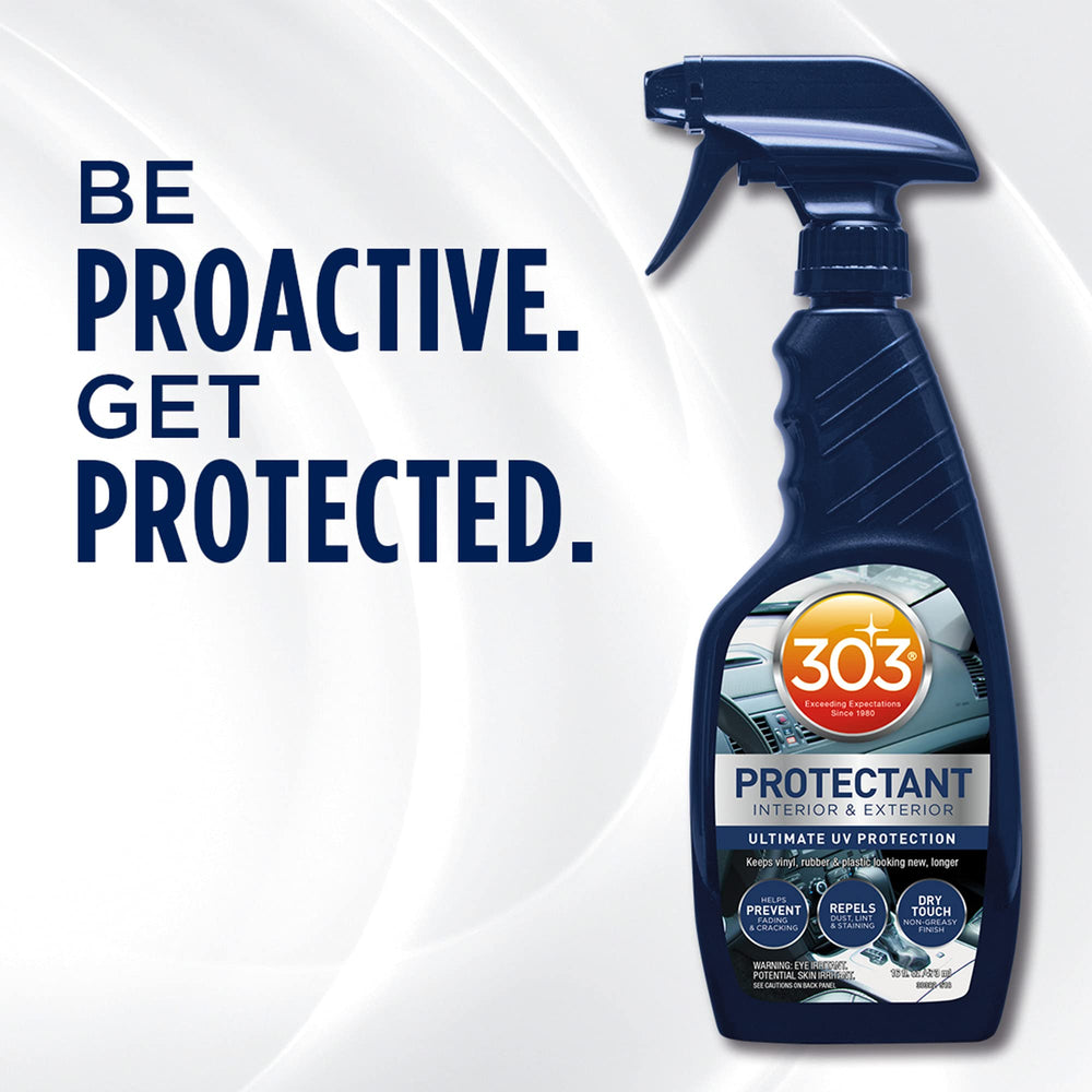 303 Products automotive protectant spray repels dust and lint on dashboards and trim.