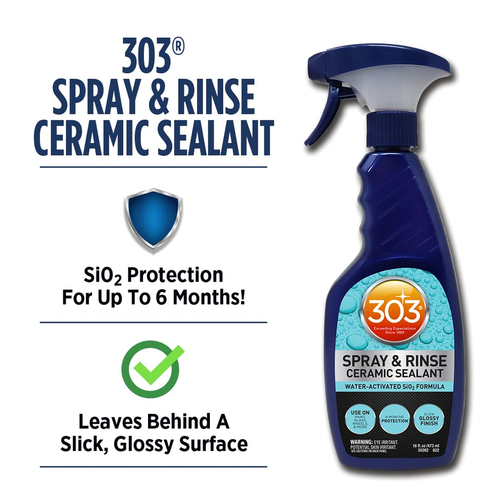 303 Products Spray & Rinse spray action on a wet panel provides quick protection.