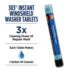 303 Products tablet dissolving in water for quick windshield cleaner