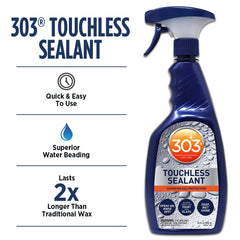 303 Touchless Sealant spray-on action captured mid-application for quick protection.