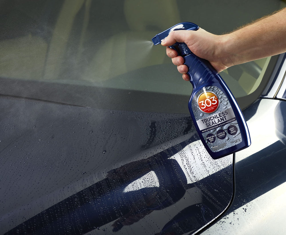 Close-up shows water beading performance of 303 Touchless Sealant.