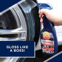 303 Products water-based tire shine demonstrates silicone-free formula.
