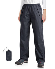 33000ft packable rain pants front view, waterproof and lightweight for travel