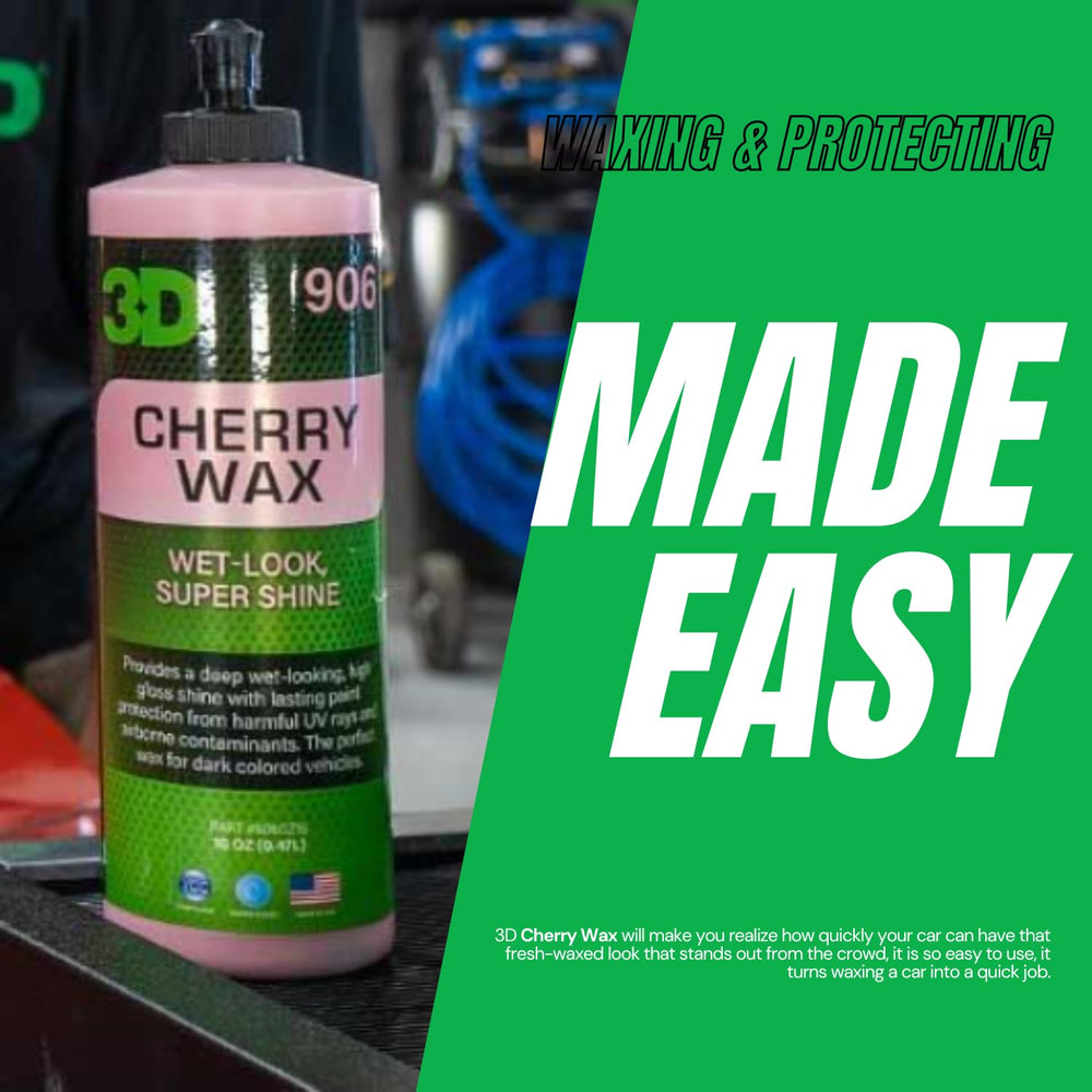 3D Cherry Wax creates a protective layer to preserve polished paint.