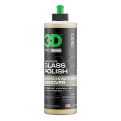 3D Glass Polish cerium-oxide bottle restores clarity on automotive glass