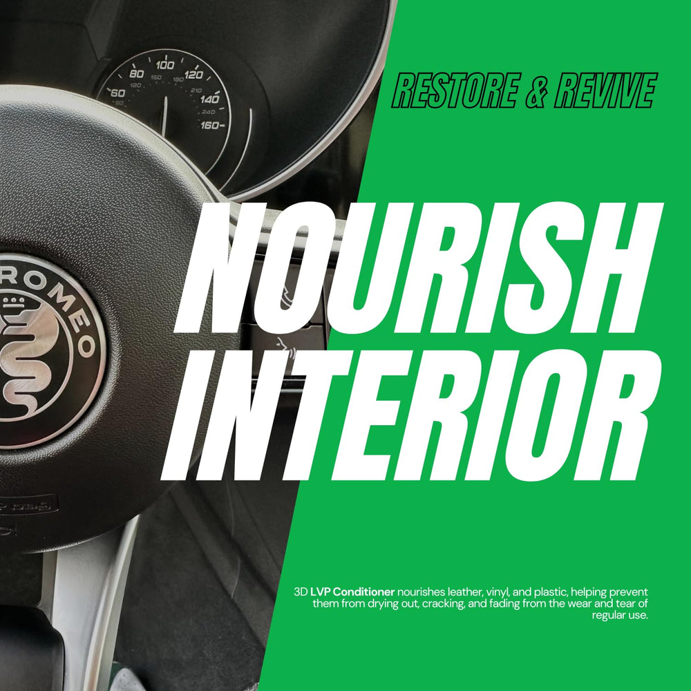 3D Leather, Vinyl & Plastic Conditioner on door trim for matte finish.