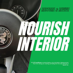 3D Leather, Vinyl & Plastic Conditioner on door trim for matte finish.