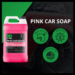 Safe-on-wax and sealants claim shown on 3D Pink Car Soap packaging
