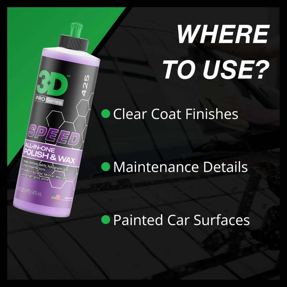 32-ounce bottle of 3D Speed provides value for frequent detailing.