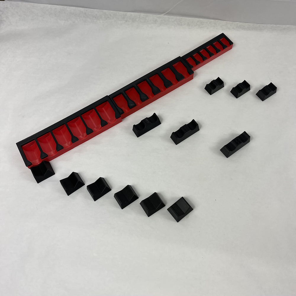 3D Tool Trays MagAttach side-magnet-red demonstrates interconnectable holders for expandable drawer setups