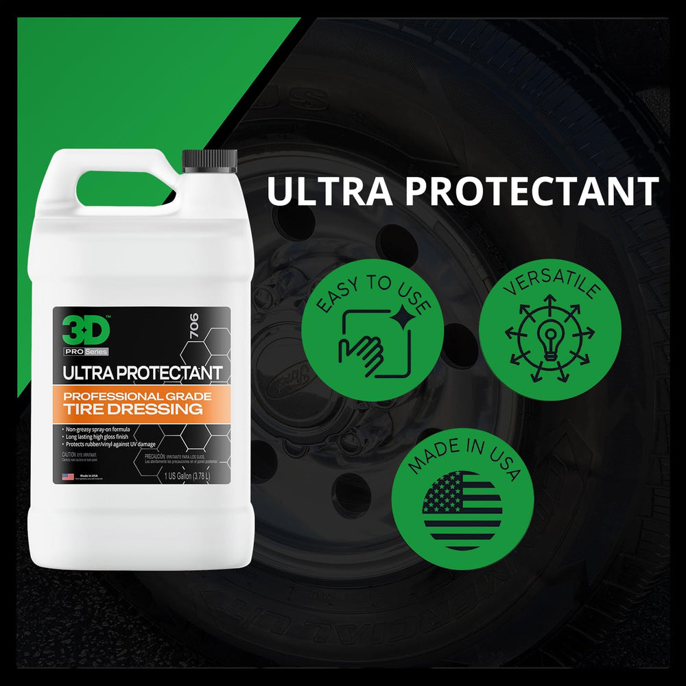 3D Ultra Protectant used on rubber and vinyl trim for deep black color