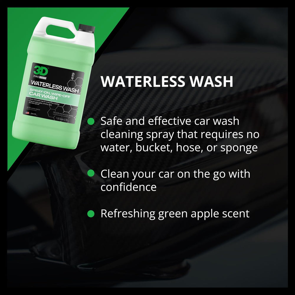 3D Waterless Car Wash spray in use for quick shine.