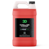 3D Wheel & Tire Cleaner bottle pour demonstrates easy application for deep cleaning.
