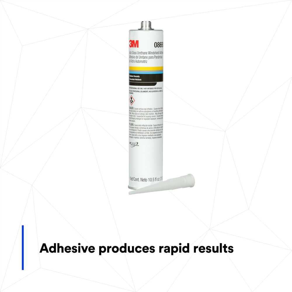 3M Auto Glass Urethane Windshield Adhesive 08693 technical sheet highlights viscosity.
