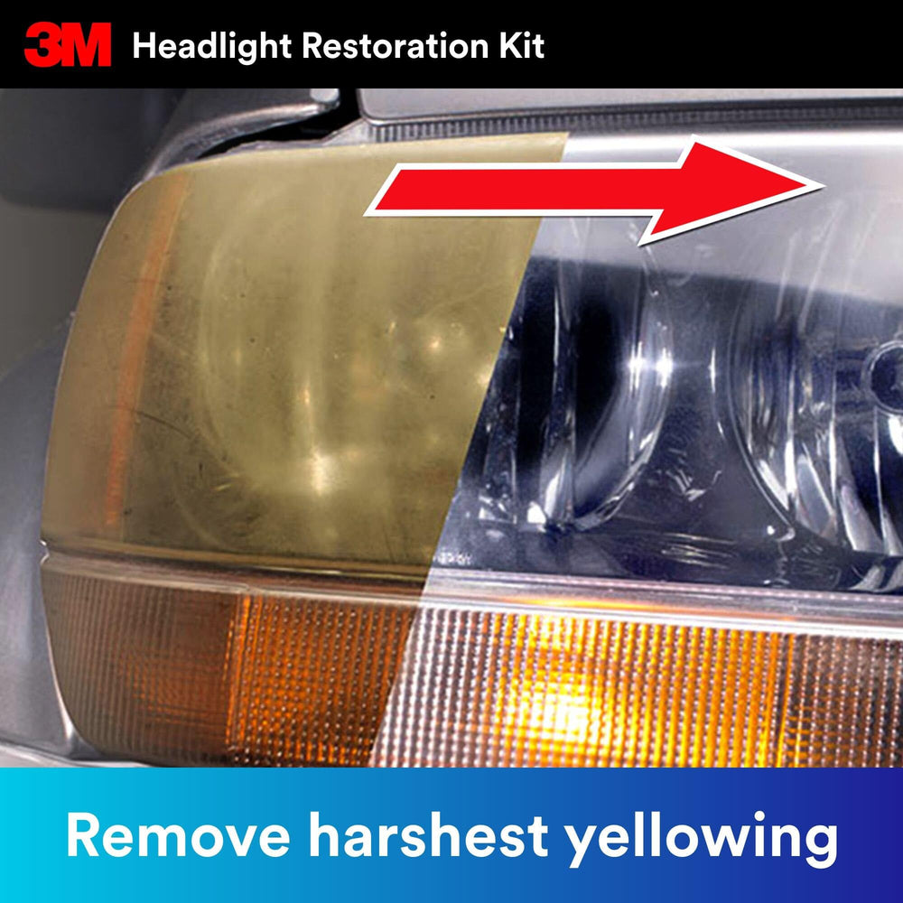 3M headlight restoration kit in-action drill setup for efficient restoration.