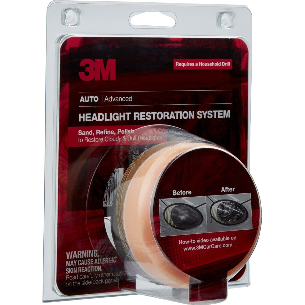 3M headlight restoration kit packaging box shown for easy storage.