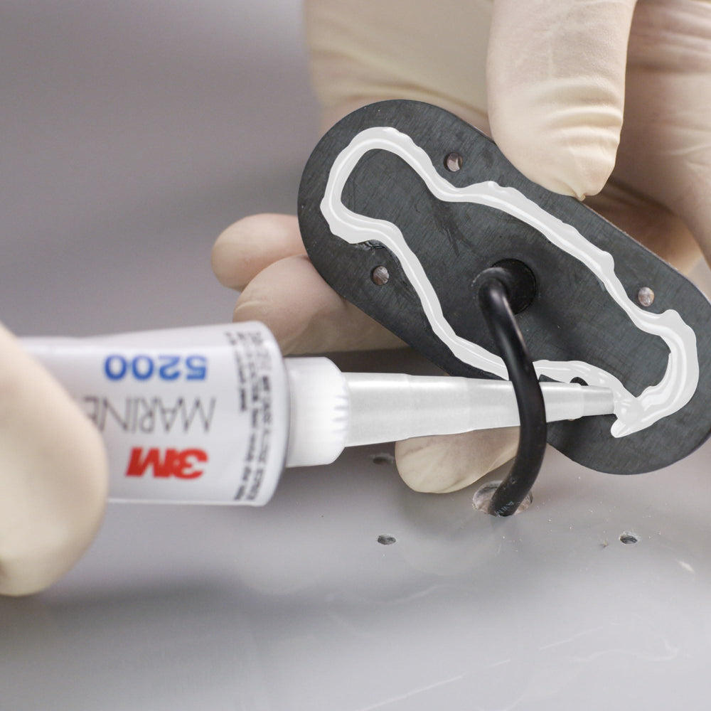 3M 5200 fast cure on porthole seal demonstrates lasting waterproof performance.