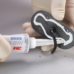 3M 5200 fast cure on porthole seal demonstrates lasting waterproof performance.