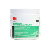 3M Marine Aluminum Restorer bottle applying to oxidized aluminum for a bright finish