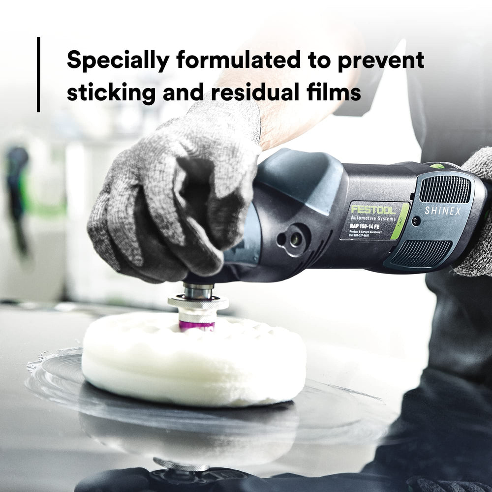 3M Perfect-It EX AC rubbing compound polishing cloth reveals refined finish with minimal haze.