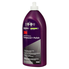 Close-up of 3M Perfect-It Gelcoat Compound label with product details.