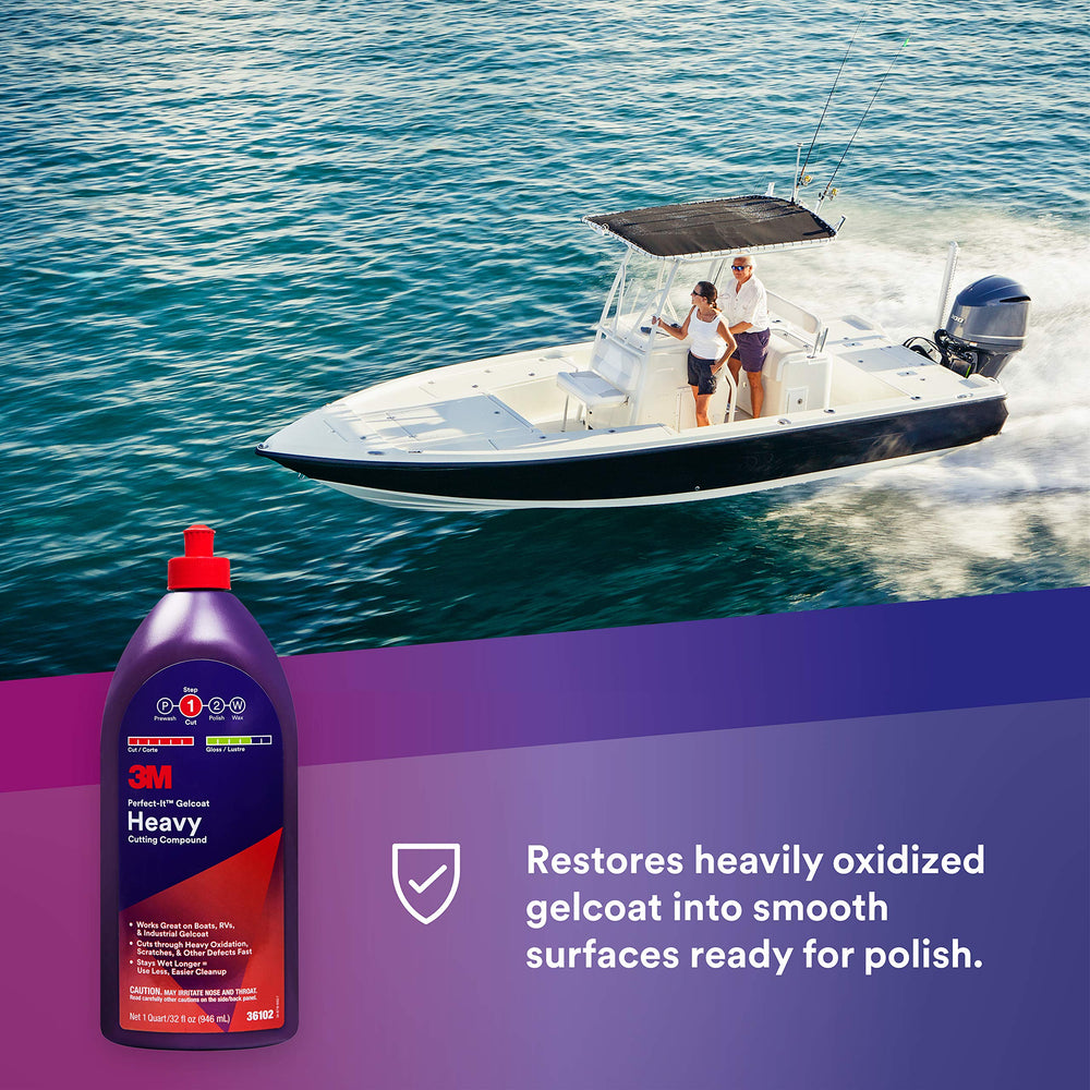 3M Perfect-It application pad for smooth, controlled oxidation removal on gelcoat.