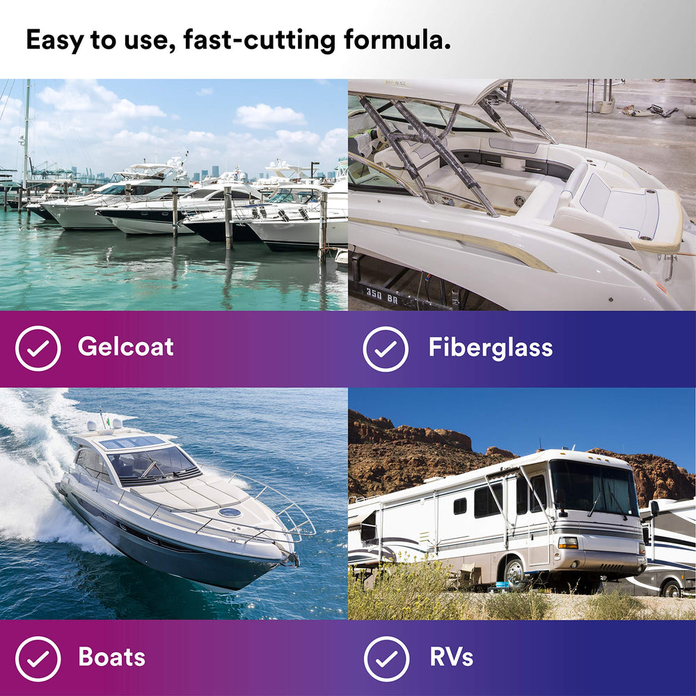 3M Perfect-It Gelcoat Heavy Cutting Compound yields a high-gloss finish on gelcoat.