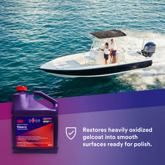 3M Perfect-It gelcoat heavy-cutting compound in use on fiberglass with a pad for smooth finish.