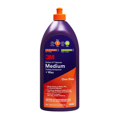 3M Perfect-It Gelcoat Medium Cutting Compound bottle for boats and RVs; helps restore gelcoat clarity