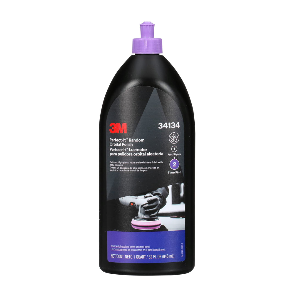 3M Perfect-It orbital polish bottle top view showing gloss potential