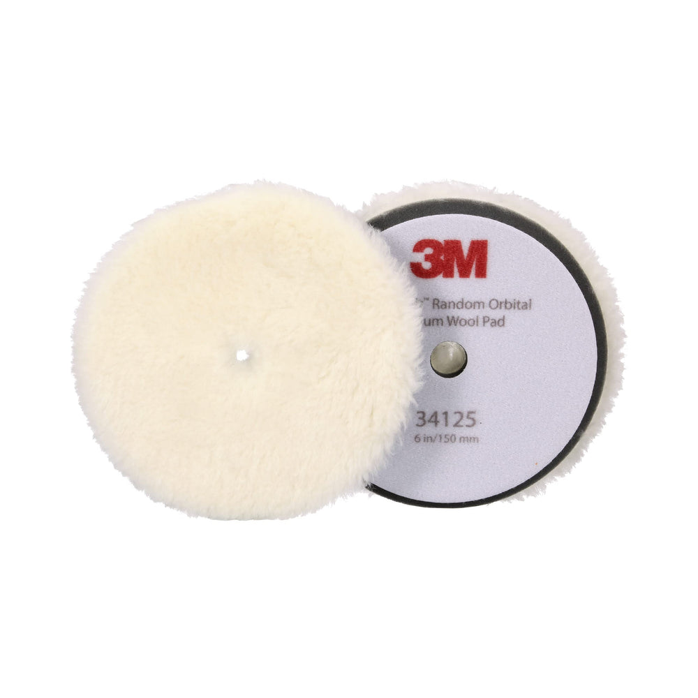 3M Perfect-It 6-inch white wool pad for orbital finishing on automotive paint