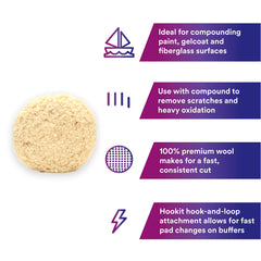 3M Perfect-It wool pad on car surface refines heavy oxidation for a refined finish