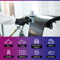 3M PPS locking collar on cup demonstrates secure spray setup.