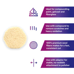 3M Wool Pad center hub design emphasizes stability during aggressive compounding