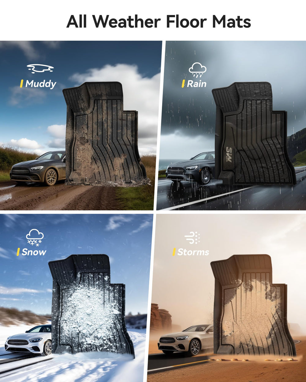 3W Benz E-Class floor mats odorless material keeps interior fresh.
