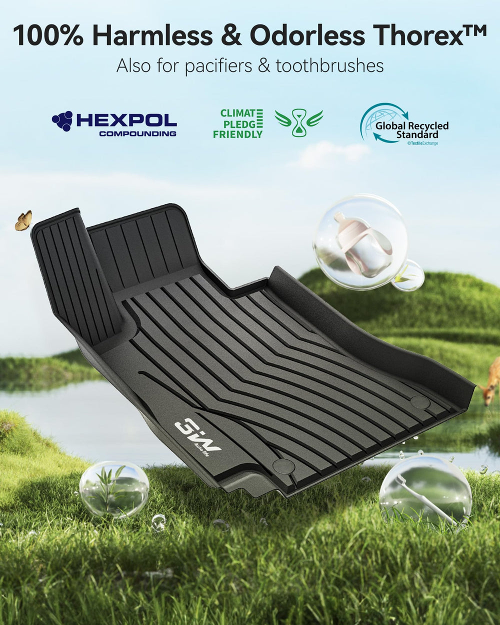 3W Benz E-Class floor mats stain resistant for messy days.