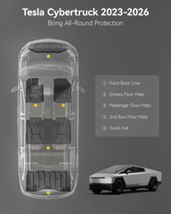 3W Cybertruck rear cargo mats keep cargo space clean.