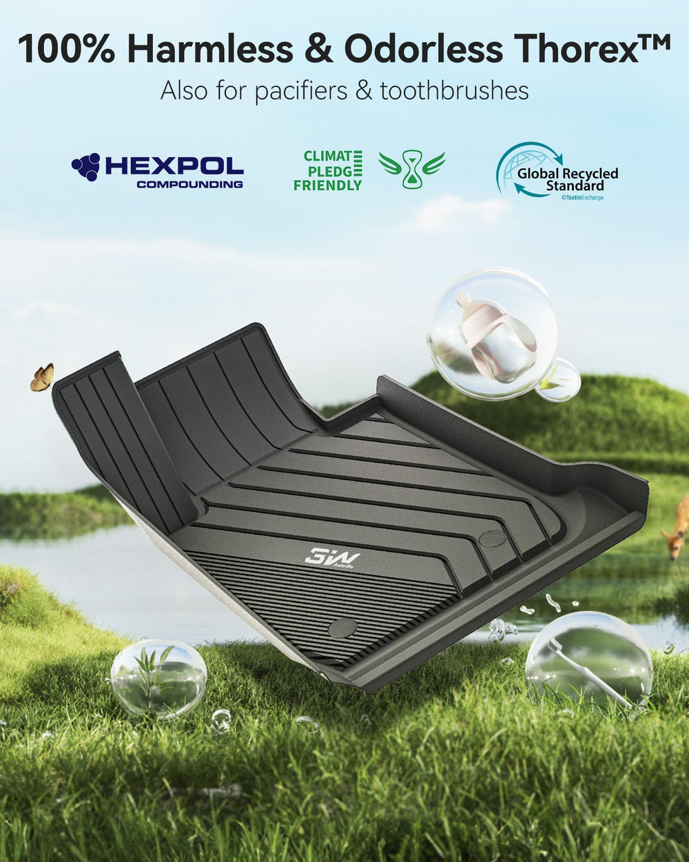 3W all-weather floor mat for BMW F30; shields against rain and snow