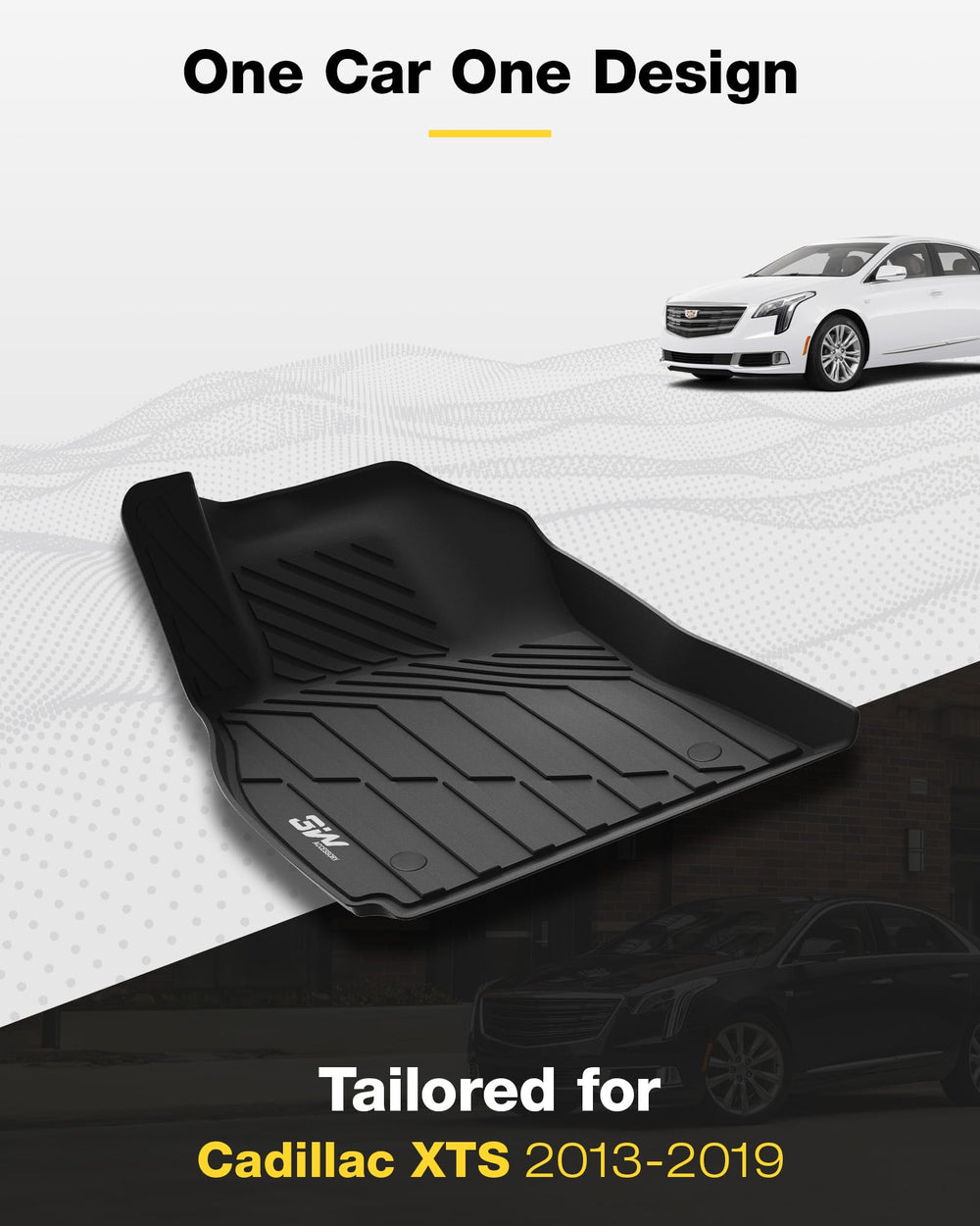 3W Cadillac XTS odorless TPE mats keep cabin fresh during hot days